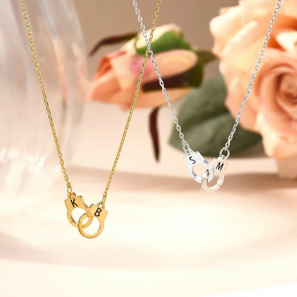 Personalized Handcuff Necklace with Initials