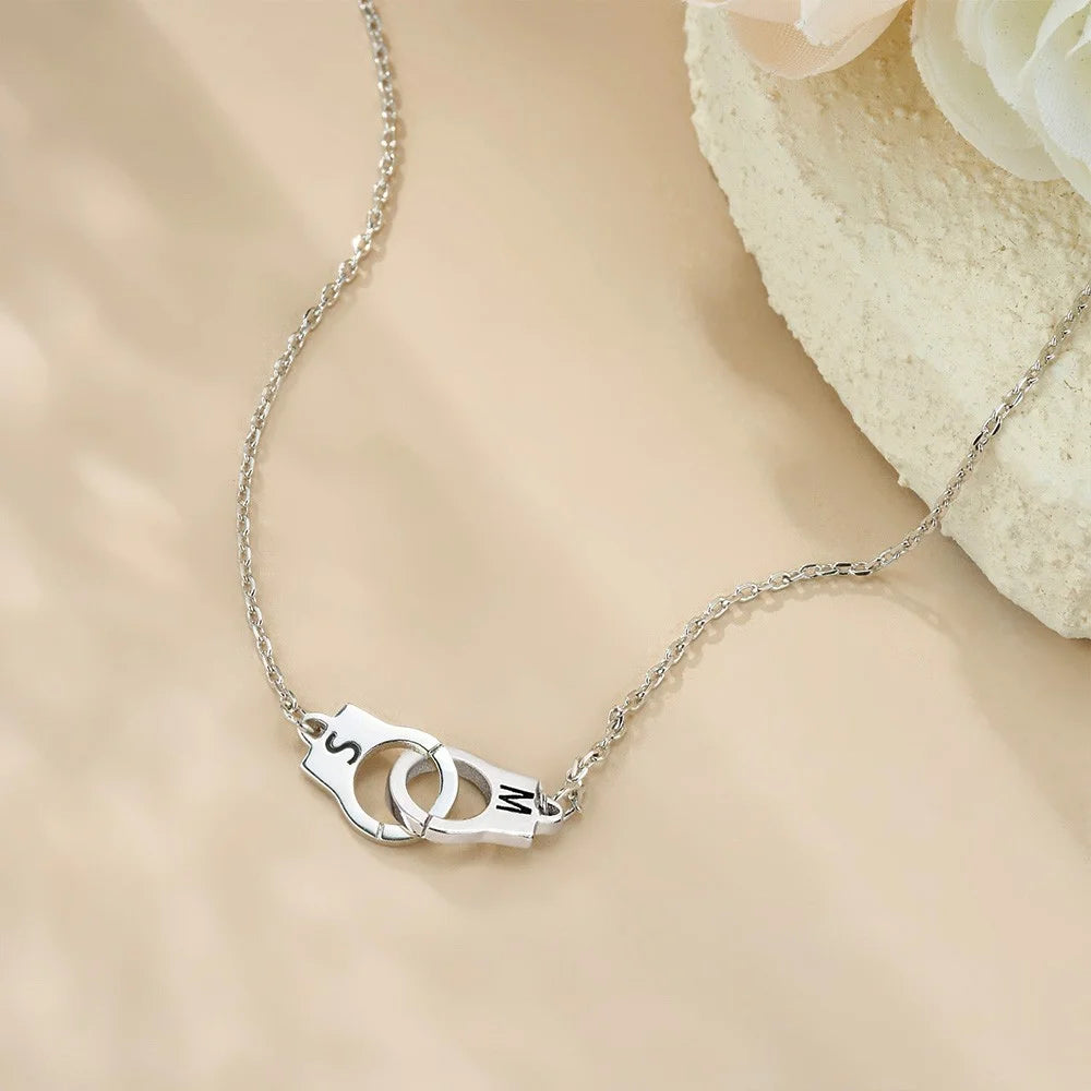 Personalized Handcuff Necklace with Initials