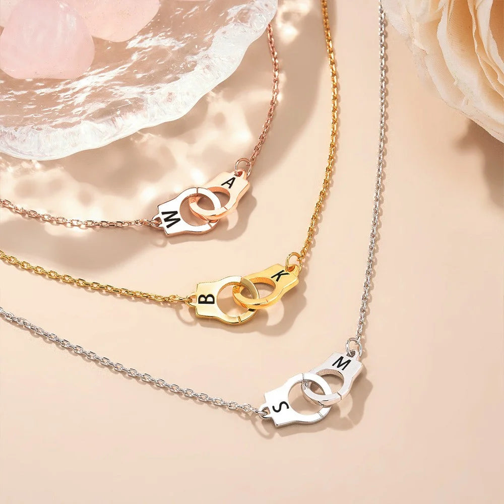Personalized Handcuff Necklace with Initials