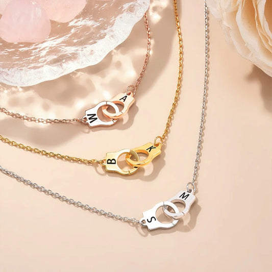 Personalized Handcuff Necklace with Initials