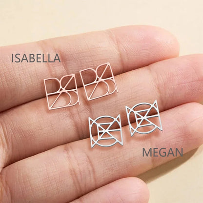 Personalized Name Logo Stud Earrings