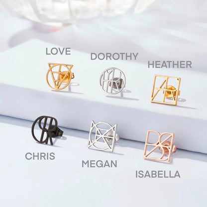 Personalized Name Logo Stud Earrings