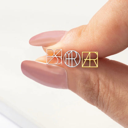 Personalized Name Logo Stud Earrings