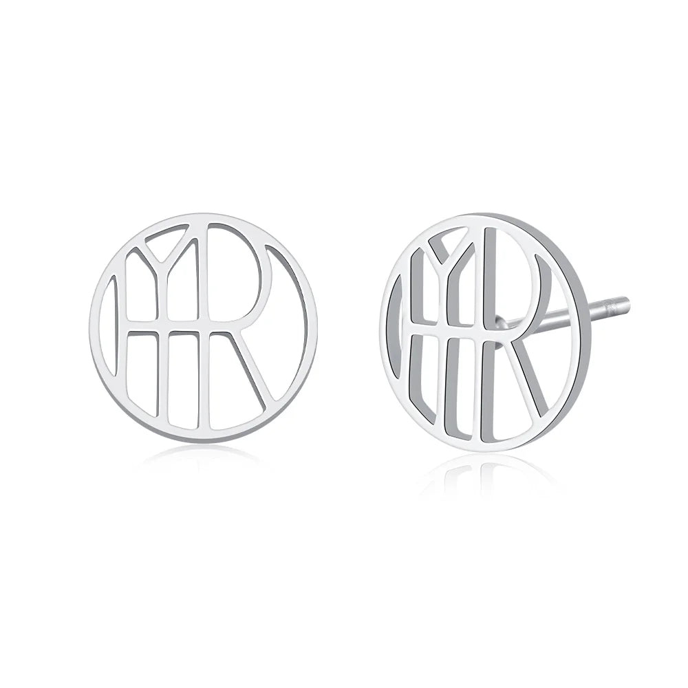 Personalized Name Logo Stud Earrings