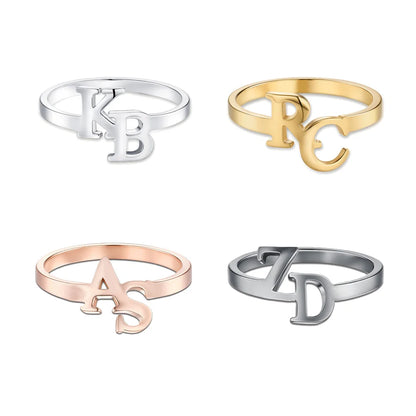 Personalized Unisex Double Initial Ring