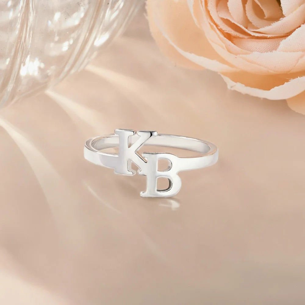 Personalized Unisex Double Initial Ring