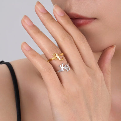 Personalized Unisex Double Initial Ring