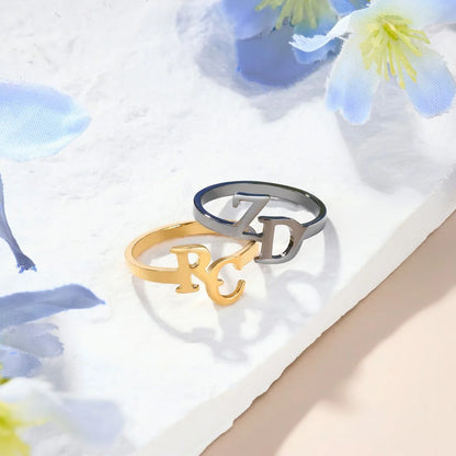 Personalized Unisex Double Initial Ring