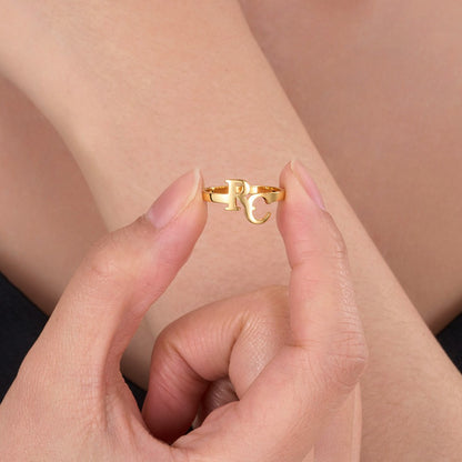 Personalized Unisex Double Initial Ring