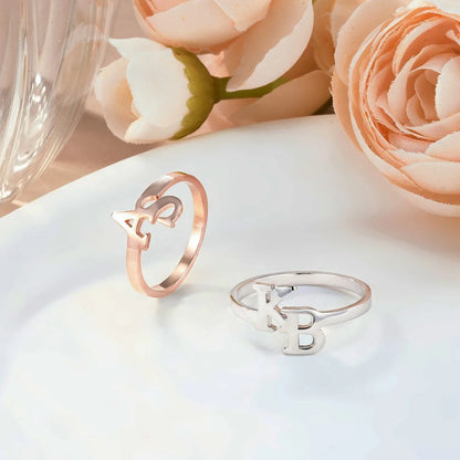 Personalized Unisex Double Initial Ring