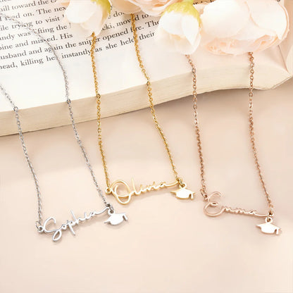 Personalized Name Graduation Cap Charm Necklace