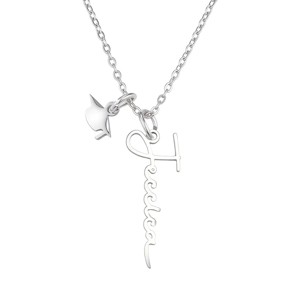 Personalized Name Graduation Cap Charm Necklace
