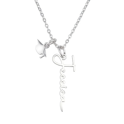 Personalized Name Graduation Cap Charm Necklace
