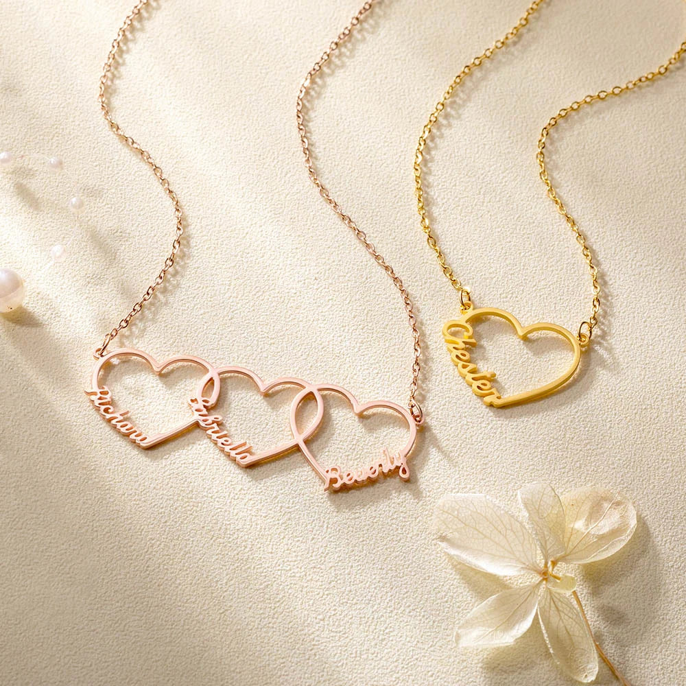 Personalized 1-8 Heart Name Necklace
