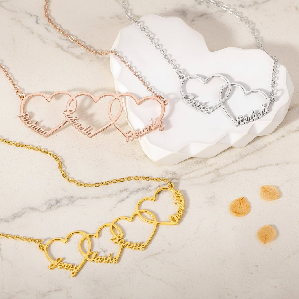 Personalized 1-8 Heart Name Necklace