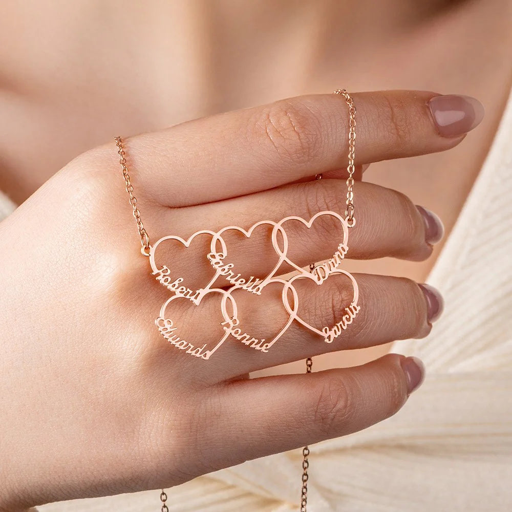 Personalized 1-8 Heart Name Necklace