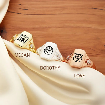 Custom Name Logo Signet Ring
