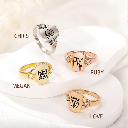 Custom Name Logo Signet Ring