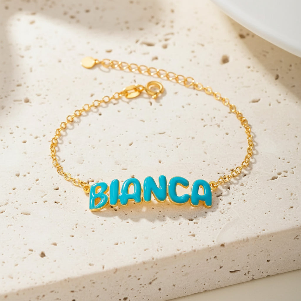 Personalized Enamel Bubble Name Bracelet