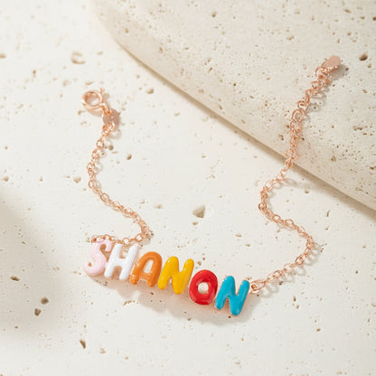 Personalized Enamel Bubble Name Bracelet