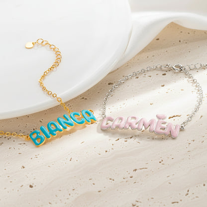 Personalized Enamel Bubble Name Bracelet