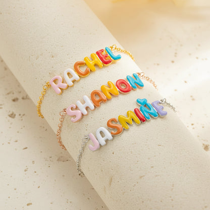 Personalized Enamel Bubble Name Bracelet