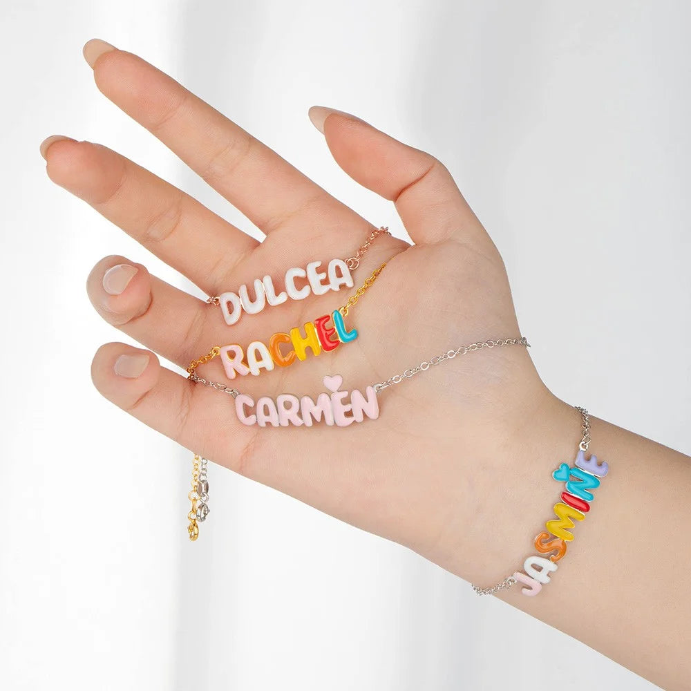 Personalized Enamel Bubble Name Bracelet