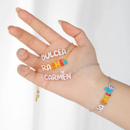 Personalized Enamel Bubble Name Bracelet