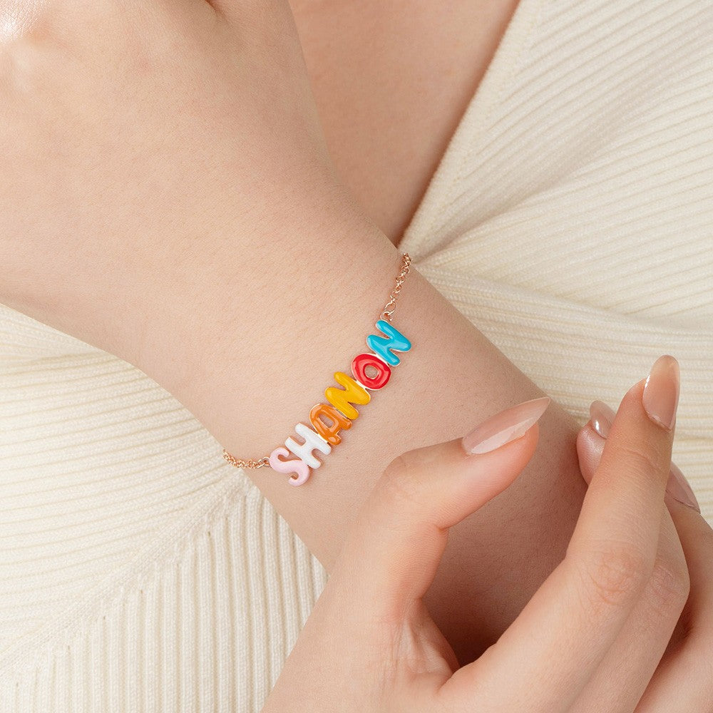 Personalized Enamel Bubble Name Bracelet