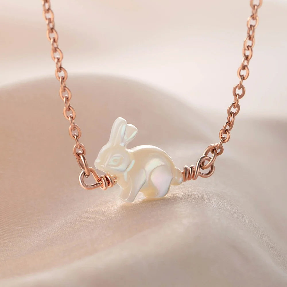 Custom Bunny Initial Charm Necklace