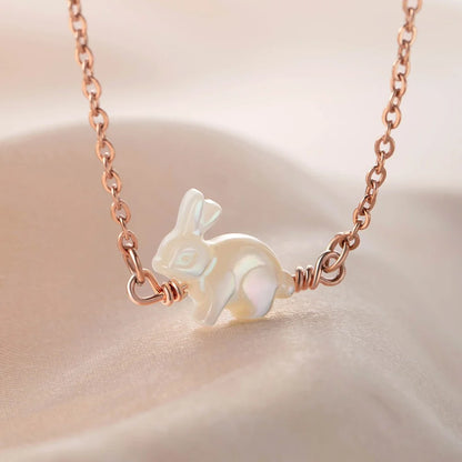 Custom Bunny Initial Charm Necklace