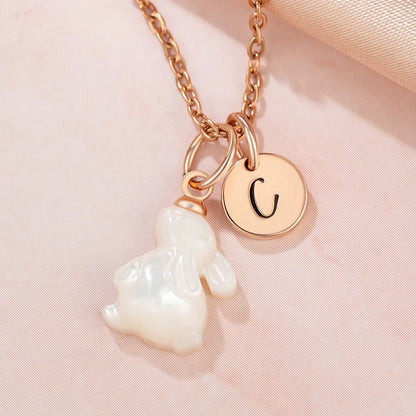 Custom Bunny Initial Charm Necklace
