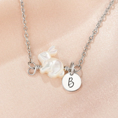 Custom Bunny Initial Charm Necklace