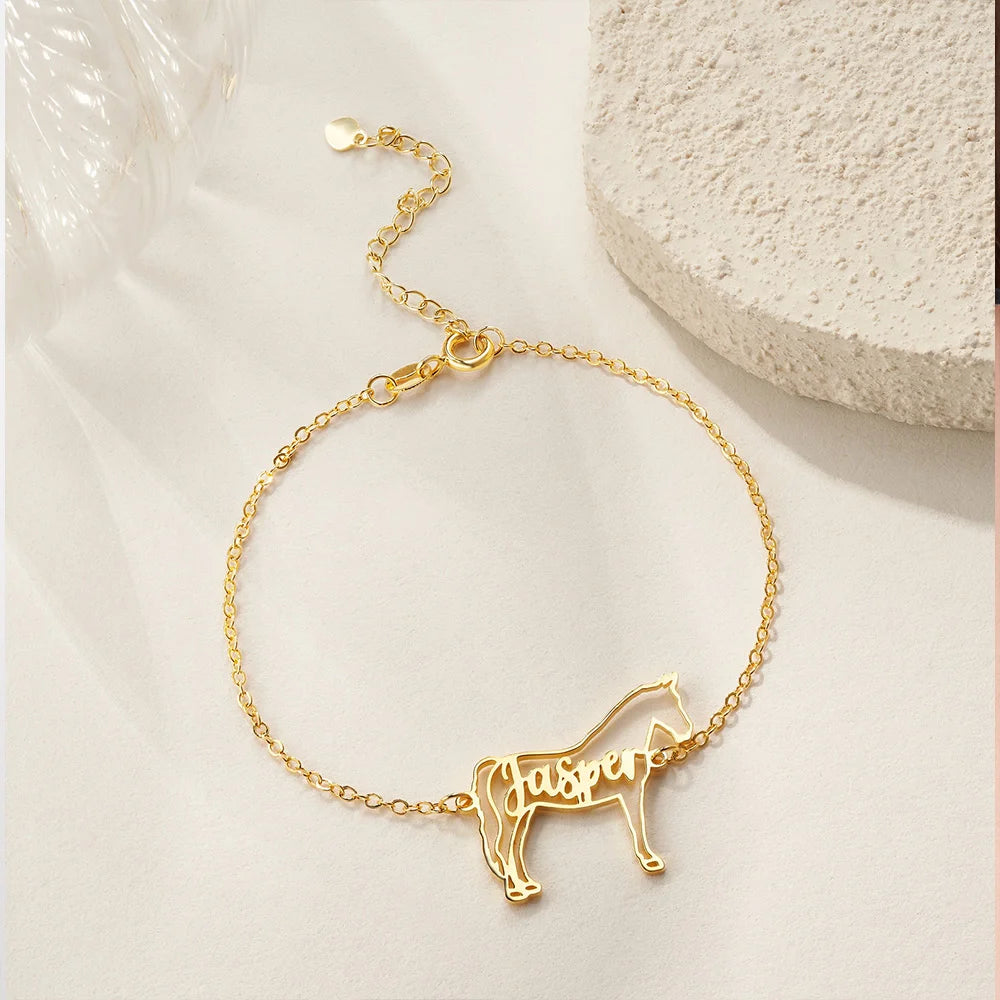 Personalized Name Horse Silhouette Bracelet