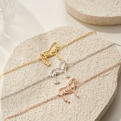Personalized Name Horse Silhouette Bracelet