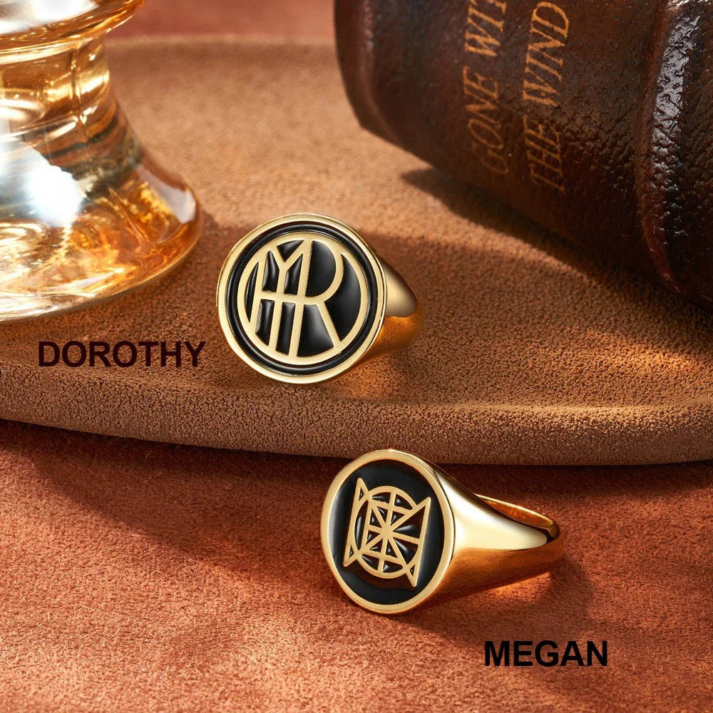 Personalized Name Logo Engraved Signet Ring