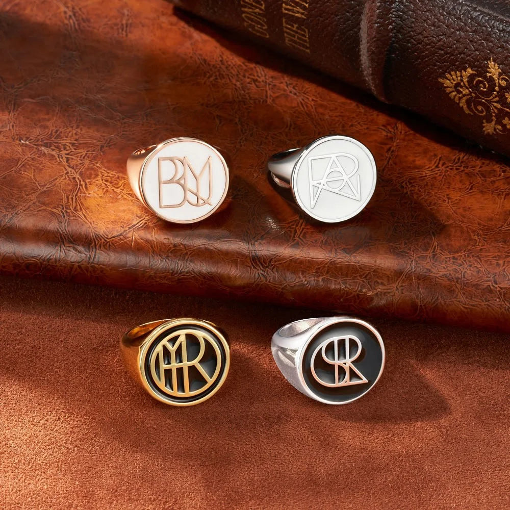 Personalized Name Logo Engraved Signet Ring
