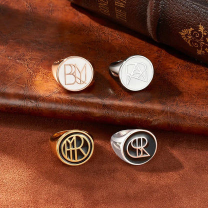 Personalized Name Logo Engraved Signet Ring
