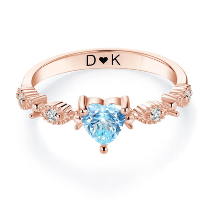 Personalized Heart Birthstone Promise Ring