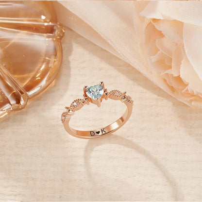 Personalized Heart Birthstone Promise Ring