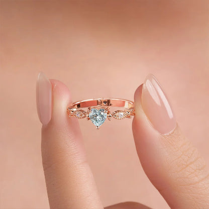 Personalized Heart Birthstone Promise Ring