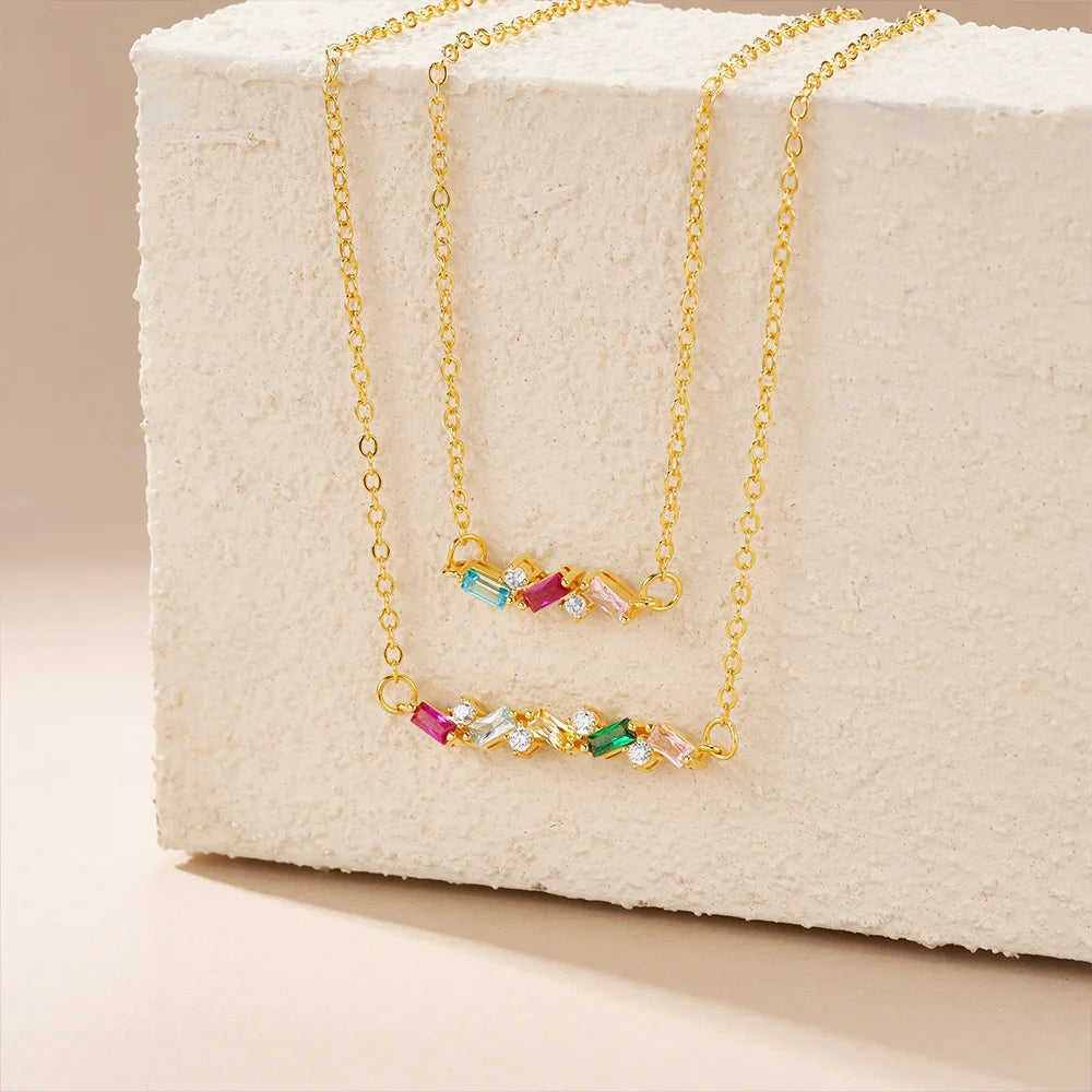 Personalized 2-7 Baguette Birthstones Necklace
