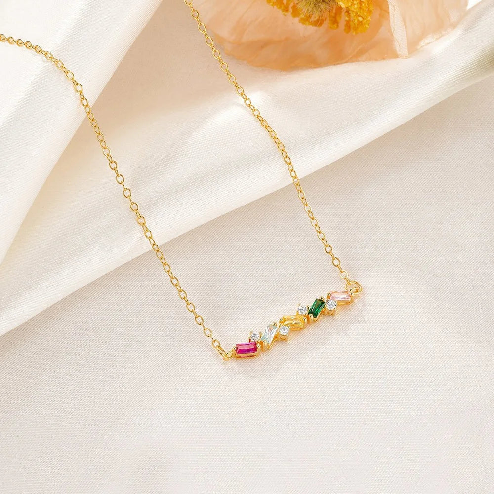 Personalized 2-7 Baguette Birthstones Necklace