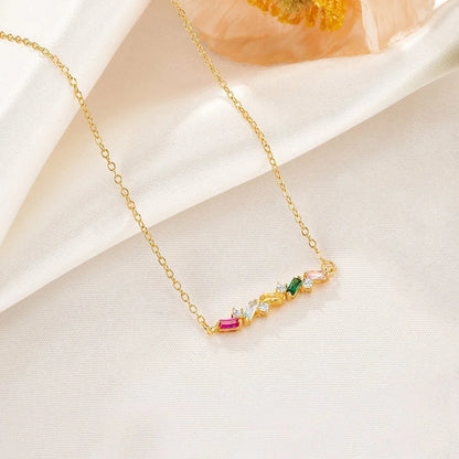 Personalized 2-7 Baguette Birthstones Necklace