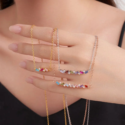 Personalized 2-7 Baguette Birthstones Necklace