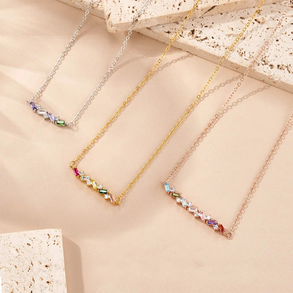Personalized 2-7 Baguette Birthstones Necklace