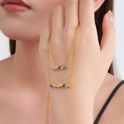 Personalized 2-7 Baguette Birthstones Necklace