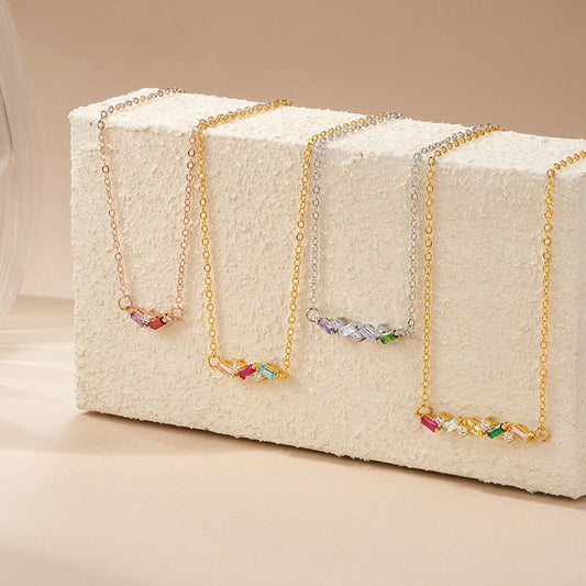 Personalized 2-7 Baguette Birthstones Necklace