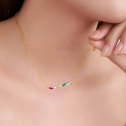 Personalized 2-7 Baguette Birthstones Necklace
