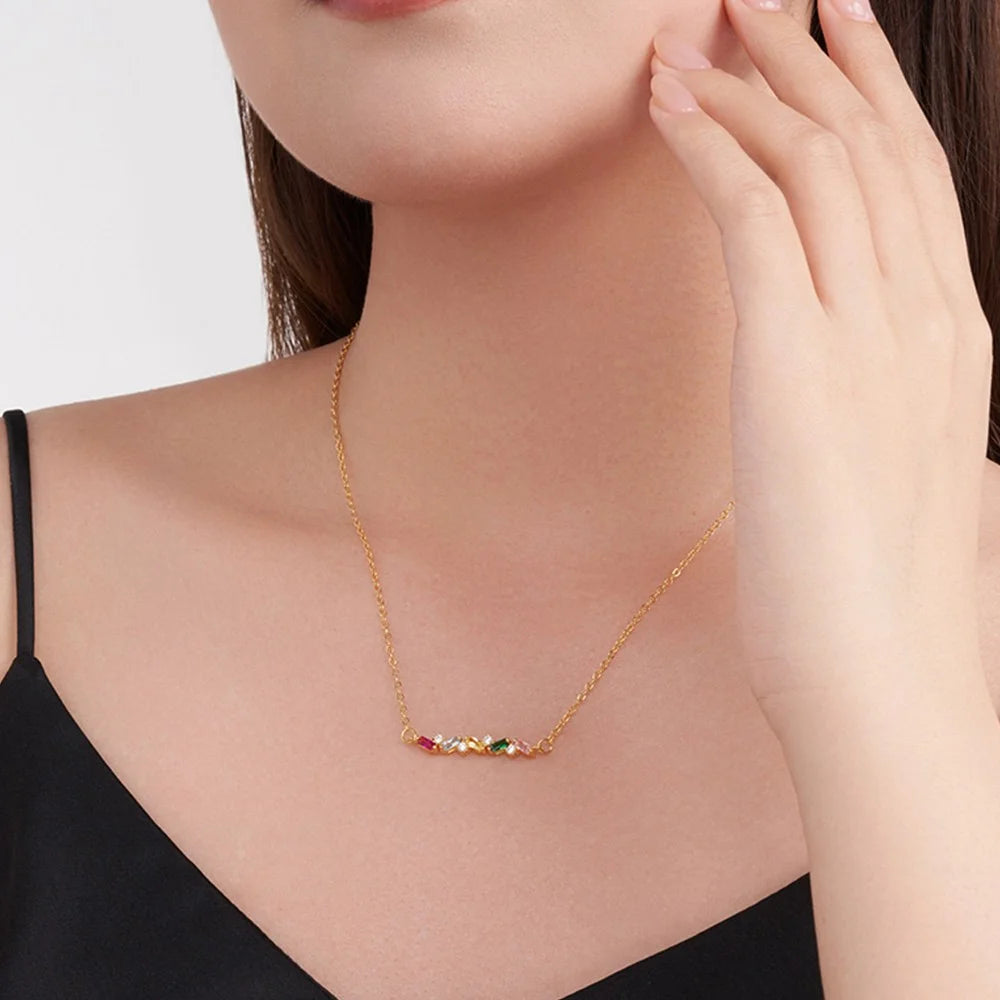 Personalized 2-7 Baguette Birthstones Necklace